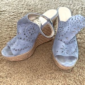 Blue summer wedges